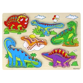 Wooden 3D Puzzle For Children Logic Game Dinosaurs Jigsaw 11 Pieces.