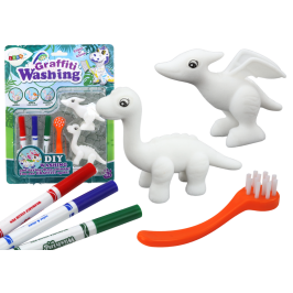 DIY Art Set Dinosaurs Figurines 2pcs Markers Brush