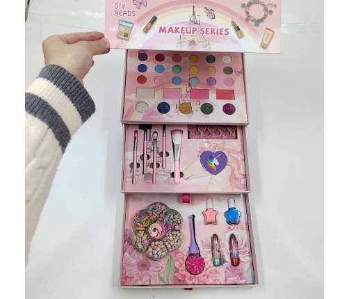 3in1 Nail Makeup Jewelry Box Set Pink