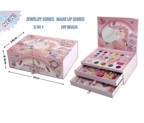 3in1 Nail Makeup Jewelry Box Set Pink