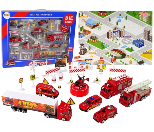 Set of Fire Brigade Vehicles  30 Pieces Rescue Team