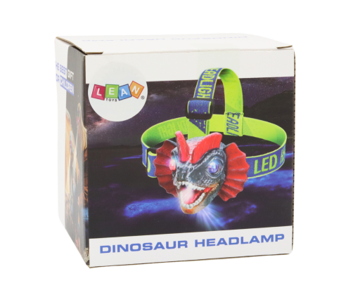 Dinosaur Headlamp Flashlight Adjustable Headband 3 LEDs