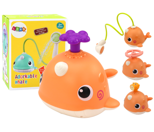 Whale Bath Toy 3 Tips Orange