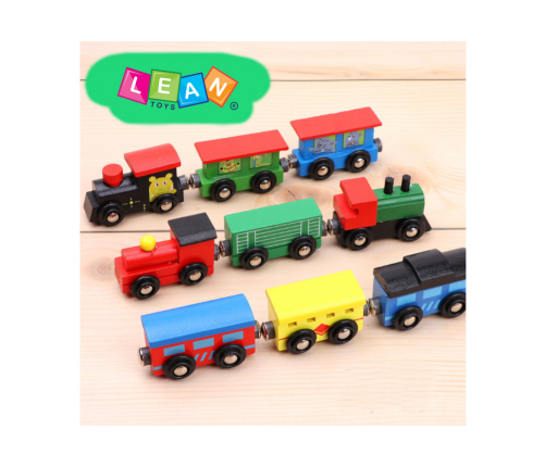 Wooden Trains Locomotives Magnet Set 12 Pcs