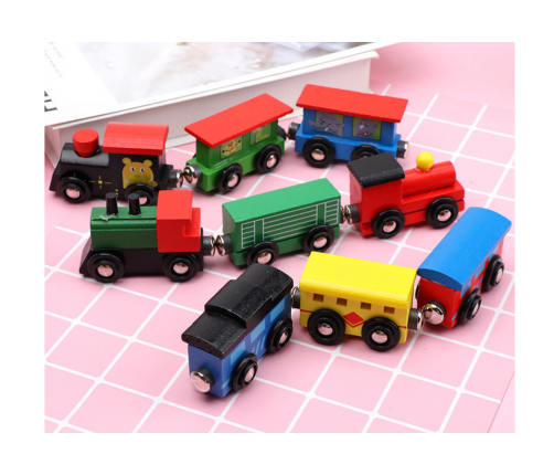 Wooden Trains Locomotives Magnet Set 12 Pcs