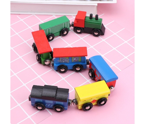 Wooden Trains Locomotives Magnet Set 12 Pcs