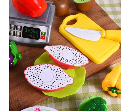 Basket With Fruith And Vegetables For Slicing And Market Weight