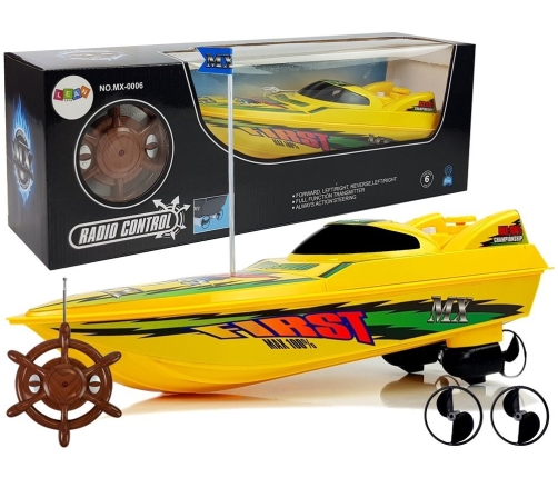 Remote Controlled Speedboat Pilot Rudder 27 Mhz 40 cm Range 40 m Yellow