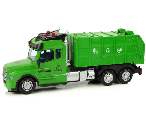 Remote Controlled Garbage Truck Pilot 2.4G Lights Sounds Green