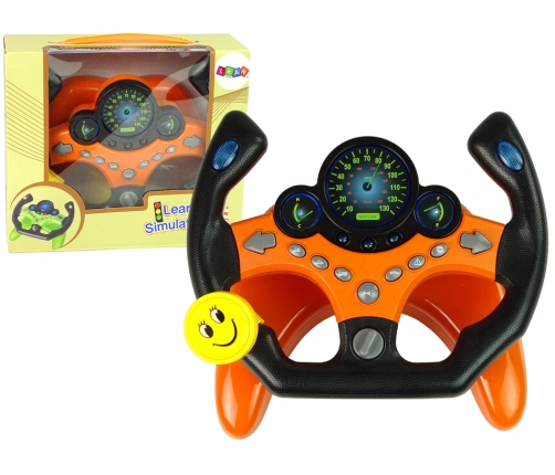 Interactive Orange Sports Steering Wheel For Kids Sounds Lights