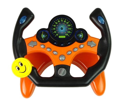 Interactive Orange Sports Steering Wheel For Kids Sounds Lights