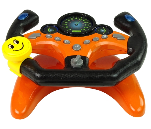 Interactive Orange Sports Steering Wheel For Kids Sounds Lights