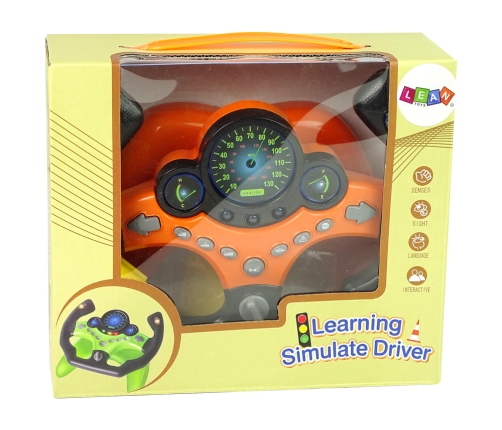 Interactive Orange Sports Steering Wheel For Kids Sounds Lights