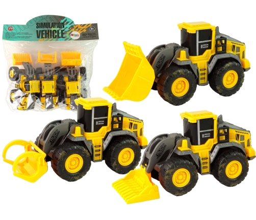 Set of Construction Vehicles 3 Yellow Models