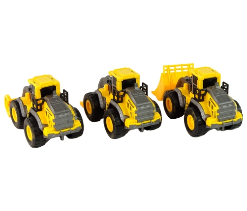 Set of Construction Vehicles 3 Yellow Models