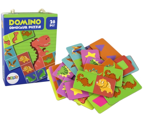 Logic Game Double-Sided Puzzle Dominoes Dinosaurs 10cm x 5cm 28 Pieces.