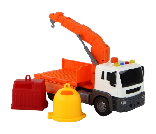 Garbage Truck With Crane Friction Drive Orange 1:16