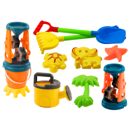 Sand Set: Grinder, Shovel, Rake, Watering Can, Molds, Bucket, 10 pcs.