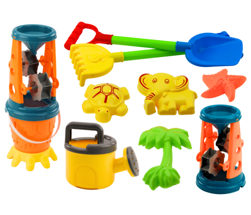 Sand Set: Grinder, Shovel, Rake, Watering Can, Molds, Bucket, 10 pcs.