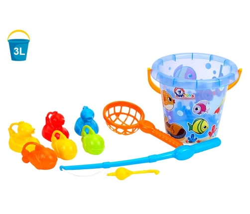 Fishing set. Bucket. Rod. Sandbox 7624