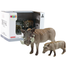 Set of 2 Figures African warthog with young  Animals of the World Series