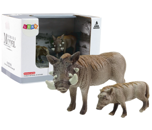 Set of 2 Figures African warthog with young  Animals of the World Series