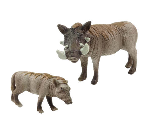 Set of 2 Figures African warthog with young  Animals of the World Series