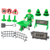 Rubbish Truck Set Road Signs Green Garbage Truck