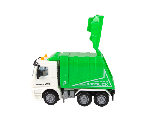 Rubbish Truck Set Road Signs Green Garbage Truck