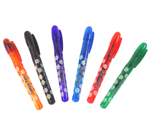 Gel Pens for making tattoos 6 pieces of glitter pens + stencils Tattoo Pen