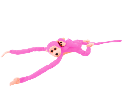 Plush Monkey with Baby Mascot, pink, 70 cm