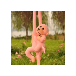 Plush Monkey with Baby Mascot, pink, 70 cm