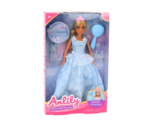 Anlily Ice Queen Blue Dress Snowflake Brush Doll