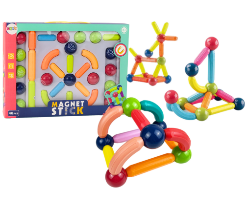 Set of Magnetic Construction Bricks 46El Colorful