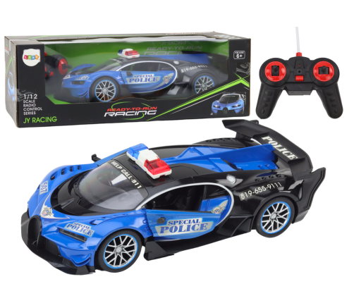 Remote Controlled RC Police Car in 1:12 Scale Blue