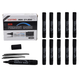 Permanent Marker Set Waterproof Black 10 Pcs.