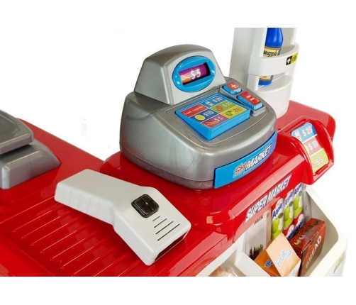 Toy Market with a Trolley Cash Register Scanner Grocery Shopping