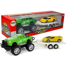 Set of  Vehicles Yellow Sportcars Green Off-Road with Friction