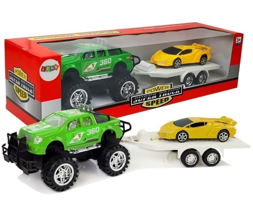 Set of  Vehicles Yellow Sportcars Green Off-Road with Friction