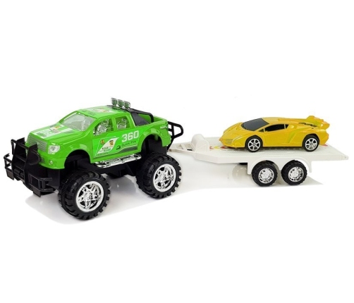 Set of  Vehicles Yellow Sportcars Green Off-Road with Friction