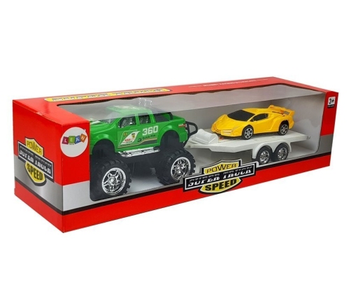 Set of  Vehicles Yellow Sportcars Green Off-Road with Friction