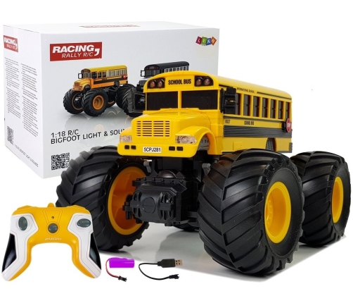 School Bus Big Wheels Remote Controlled 2.4G Sound Yellow