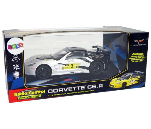 Racing Sports Car R/C 1:18 Corvette C6.R White 2.4 G Lights