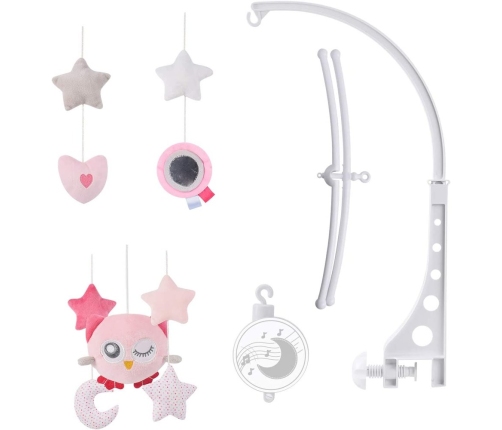 Baby Carrousel for the cot Plush Owl Pink Melody