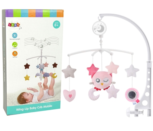 Baby Carrousel for the cot Plush Owl Pink Melody