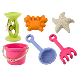 Sand Toy Set, Bucket, Grinder, Strainer, Pastel Molds