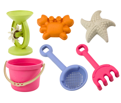 Sand Toy Set, Bucket, Grinder, Strainer, Pastel Molds