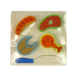 Wooden Set Of Fish Meat Dishes For Slicing