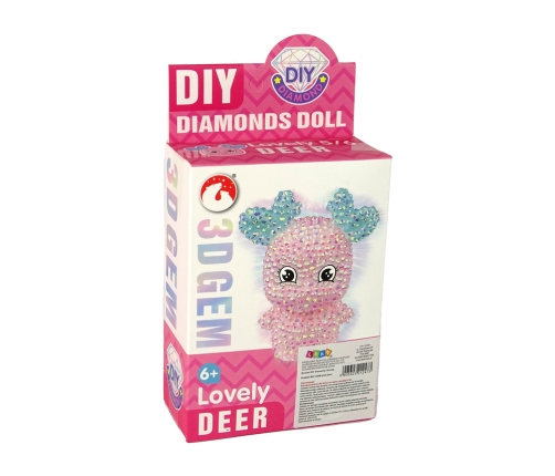 DIY Diamond Creative Kit  Pink Reindeer  Crystals Sequins 3D Keyring