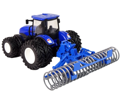 Remote Controlled Tractor 1:24 Blue Plough Metal